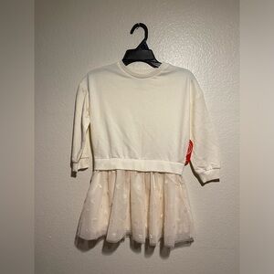 Cream Knit Top with Tulle Skirt Dress
